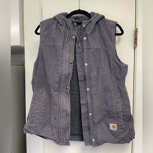 Carhartt women’s vest size M 8/10 zipper and button soft dark gray gently worn